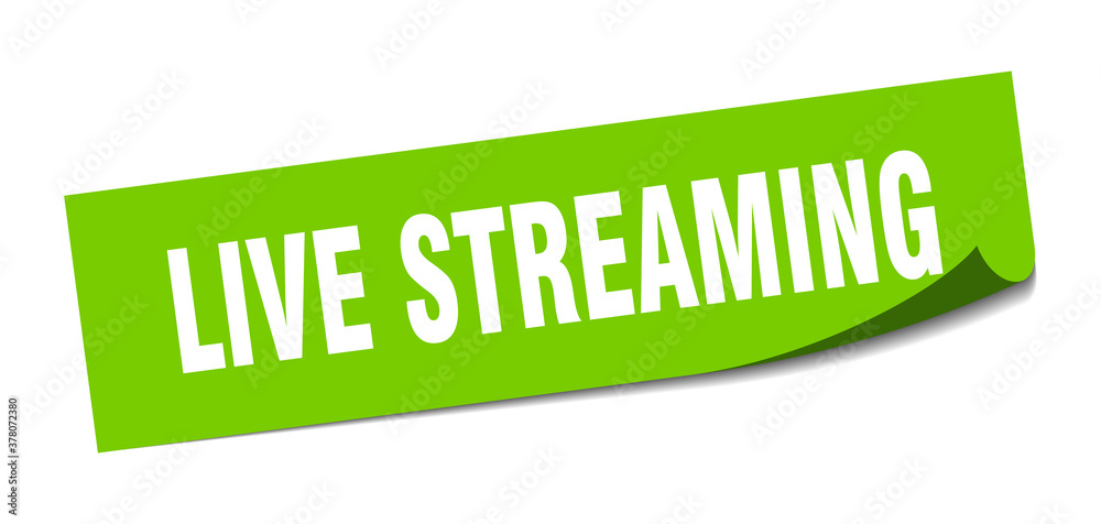 live streaming sticker. square isolated label sign. peeler live streaming sticker. square isolated label sign. peeler
