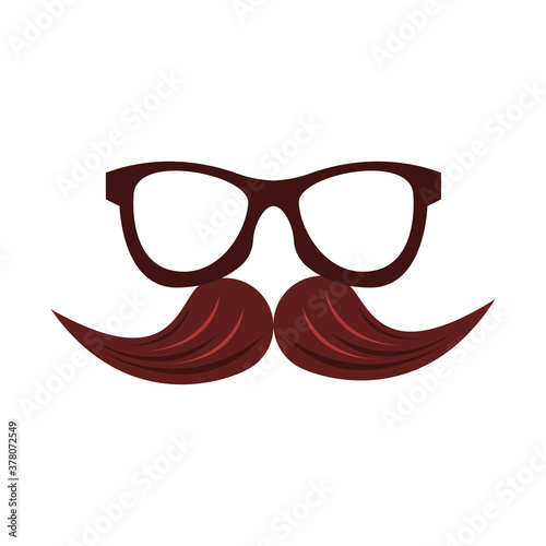 glasses and mustache accessories flat style icon