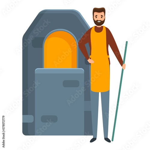 Oven glass blower icon. Cartoon of oven glass blower vector icon for web design isolated on white background