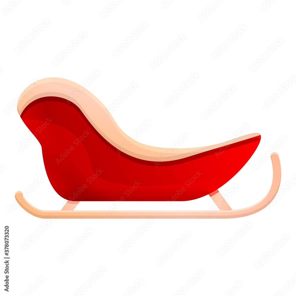 Santa sleigh icon. Cartoon of santa sleigh vector icon for web design isolated on white background Santa sleigh icon. Cartoon of santa sleigh vector icon for web design isolated on white background