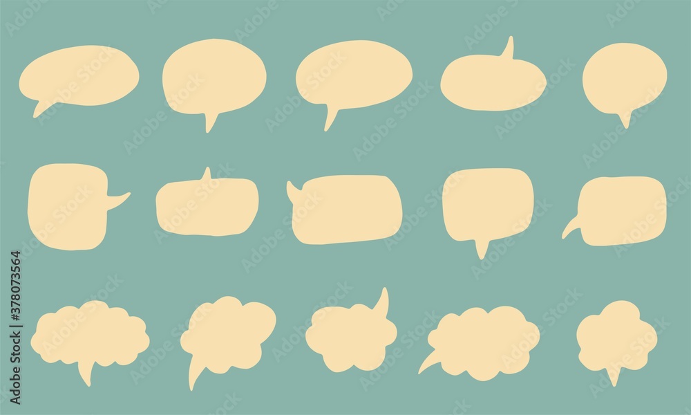 Trendy color doodle talking bubbles set. Collection of hand drawn blank speech balloons. Trendy color doodle talking bubbles set. Collection of hand drawn blank speech balloons.