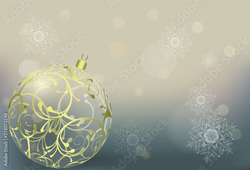 Winter bokeh vector background. Christmas wallpaper wilh a ball. EPS 10