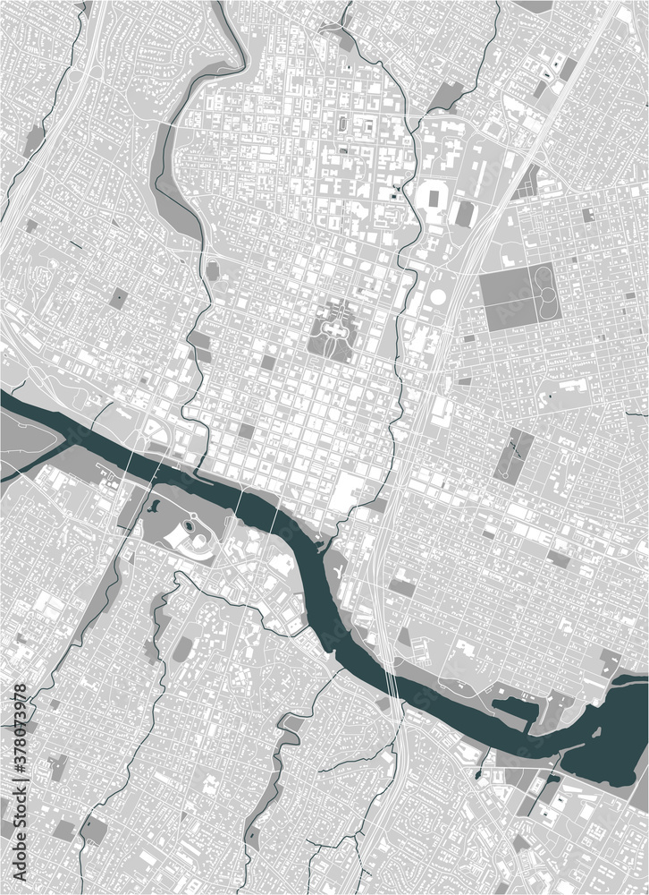 map of the city of Austin, Texas, USA