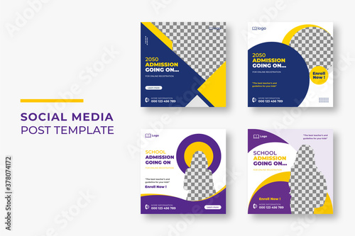 School admission Editable Social Media Post Template Social Media Banners for Digital Marketing. School Promotion Vector Illustration.