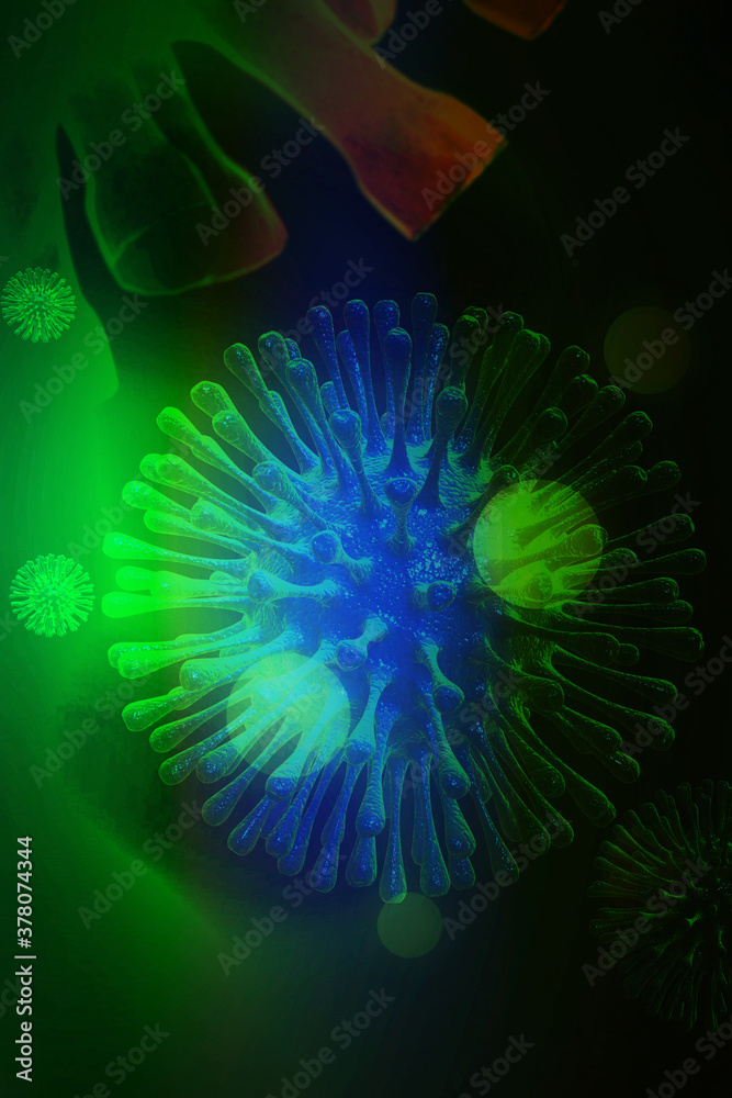 Obraz premium 3d render Corona virus microscopic view 