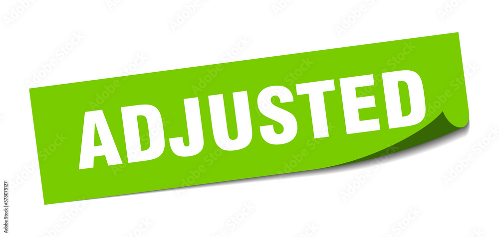 adjusted sticker. square isolated label sign. peeler adjusted sticker. square isolated label sign. peeler