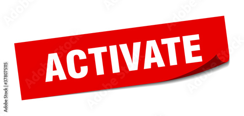 activate sticker. square isolated label sign. peeler
