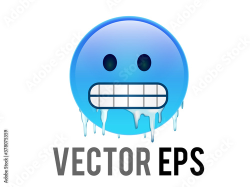 Vector gradient blue cold, freezing face emoji icon with gritted teeth