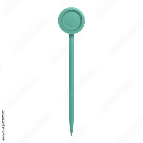 Green toothpick icon. Cartoon of green toothpick vector icon for web design isolated on white background