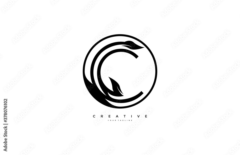 Circle C letter linear shape luxury flourishes ornament logotype Circle C letter linear shape luxury flourishes ornament logotype