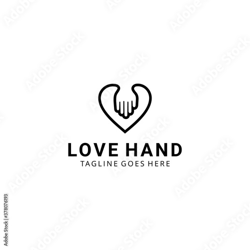 Illustration Creative Modern love heart with hand care logo design template