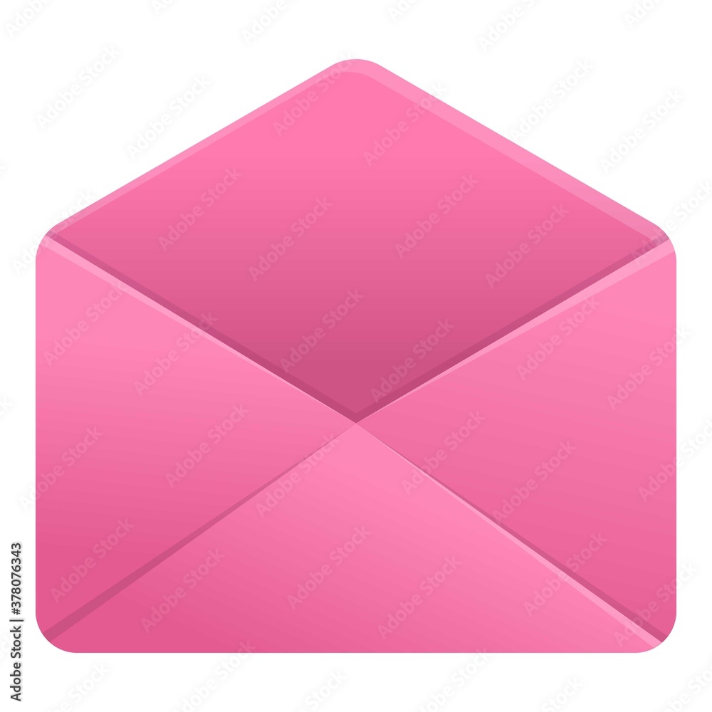 Pink envelope icon. Cartoon of pink envelope vector icon for web design isolated on white background
