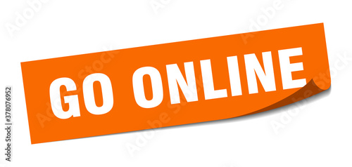 go online sticker. square isolated label sign. peeler