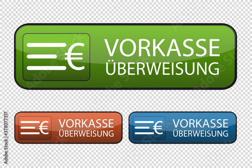 German Web Button Payment In Advance - Vector Illustrations Isolated On Transparent Background