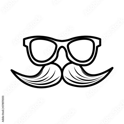glasses and mustache accessories line style icon