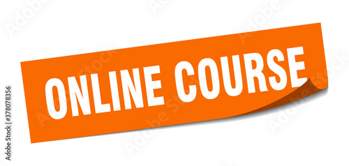 online course sticker. square isolated label sign. peeler