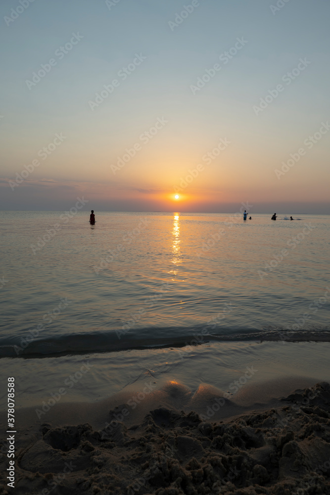Sunset over private beach area in the Eastern Province of Saudi Arabia 