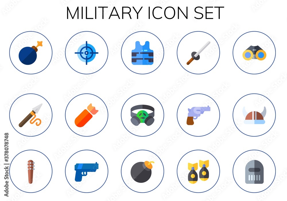 Modern Simple Set of military Vector flat Icons