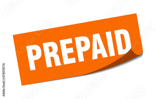 prepaid sticker. square isolated label sign. peeler