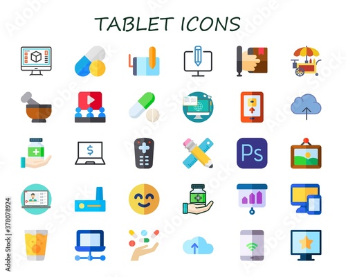 Modern Simple Set of tablet Vector flat Icons