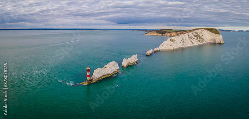 Canvas Print Aerial panoramic view of the Needles of Isle of WIght
