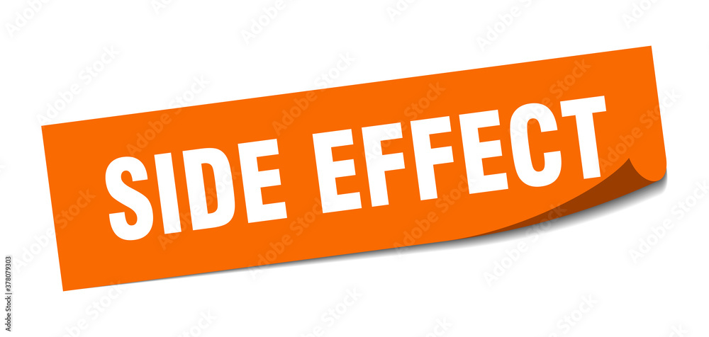side effect sticker. square isolated label sign. peeler