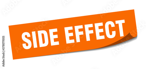 side effect sticker. square isolated label sign. peeler