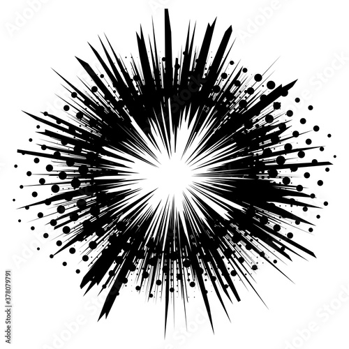 Monochrome vector illustration of comic explosion