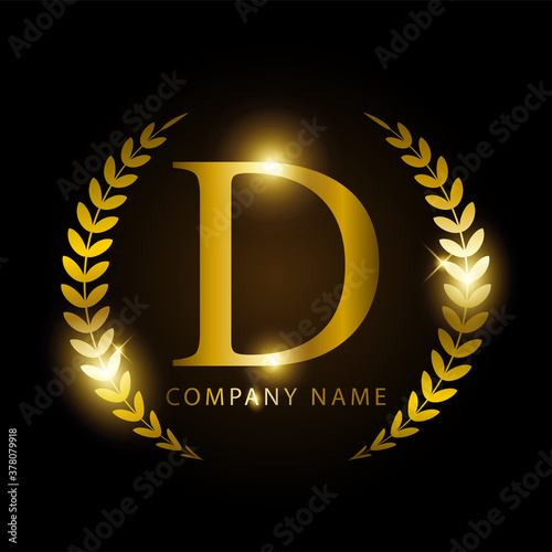 Luxury golden letter D for premium brand identity or label