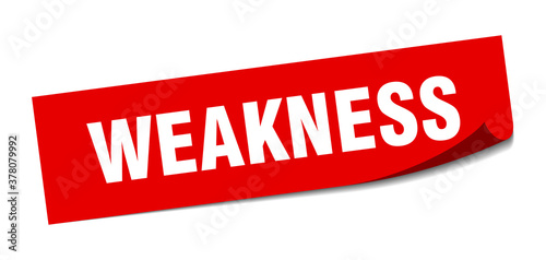weakness sticker. square isolated label sign. peeler