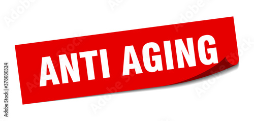 anti aging sticker. square isolated label sign. peeler