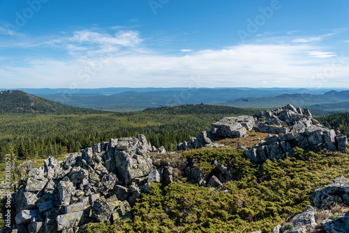 Russian nature mountains forest clouds sky photo