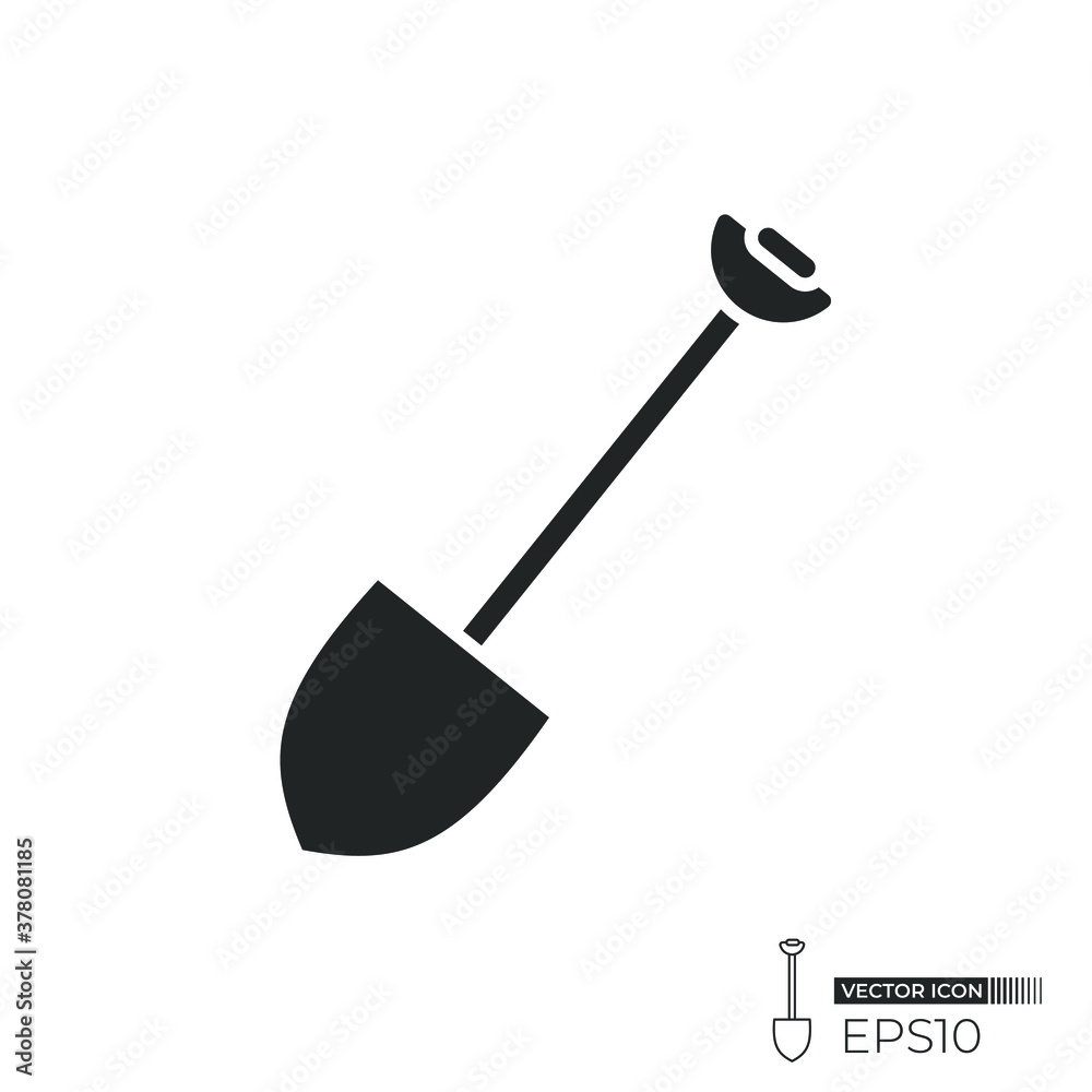 Shovel icon. Vector icon design isolated. Usable for packaging element, sign, and logo