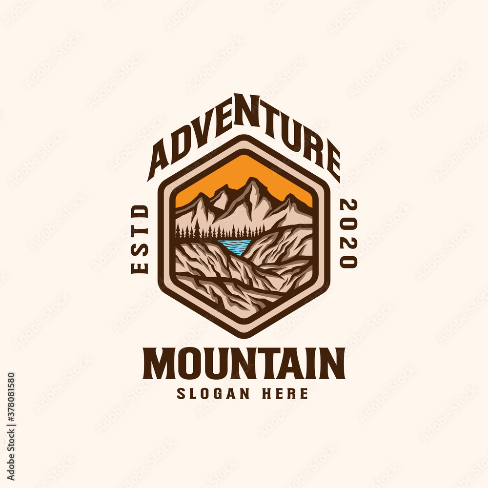 Obraz premium Mountain adventure emblem logo template