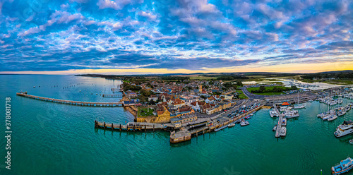Aerial panoramic view of Yarmouth on the isle of Wight photo