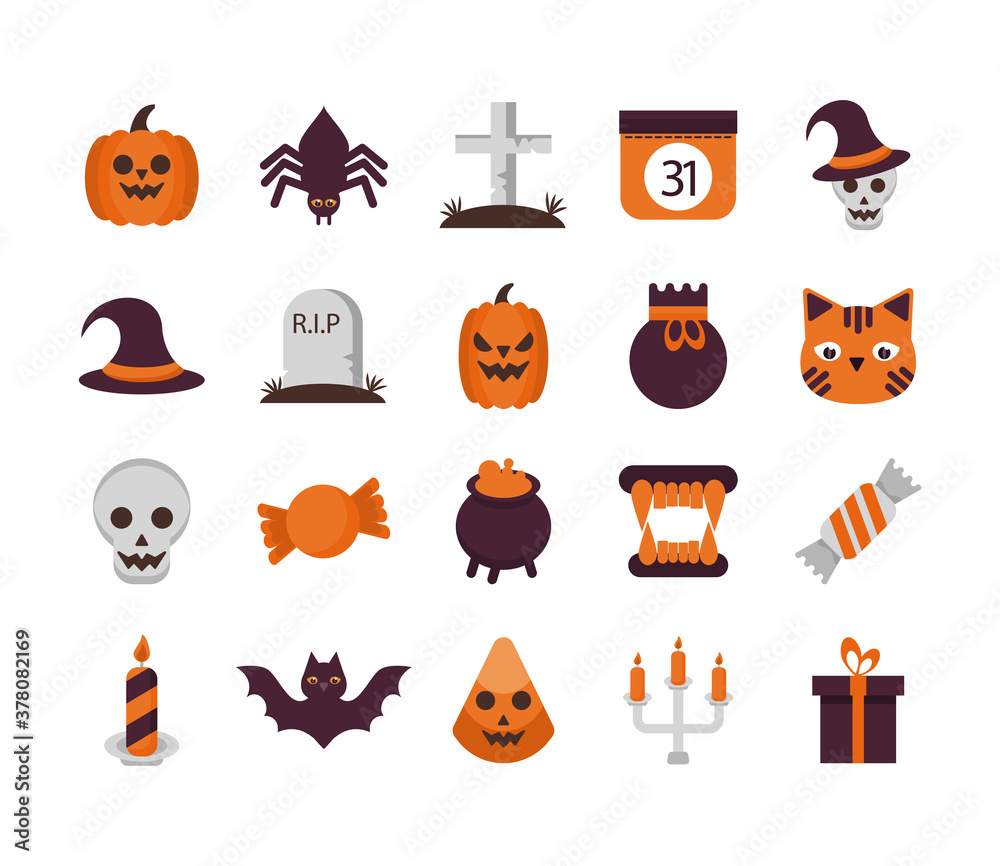 Obraz premium bundle of twenty halloween set collection icons