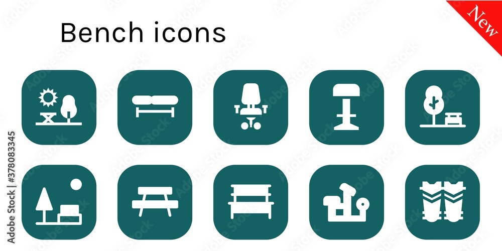Modern Simple Set of bench Vector filled Icons Modern Simple Set of bench Vector filled Icons