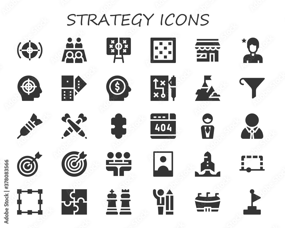 Modern Simple Set of strategy Vector filled Icons