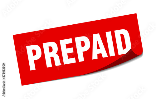 prepaid sticker. square isolated label sign. peeler