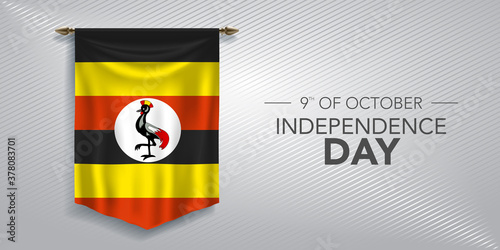 Uganda independence day greeting card, banner, vector illustration