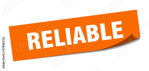 reliable sticker. square isolated label sign. peeler