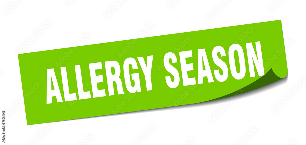 allergy season sticker. square isolated label sign. peeler allergy season sticker. square isolated label sign. peeler