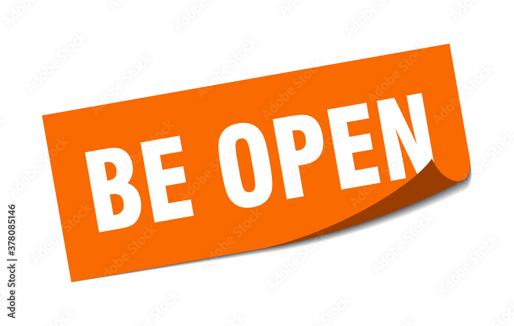 be open sticker. square isolated label sign. peeler be open sticker. square isolated label sign. peeler