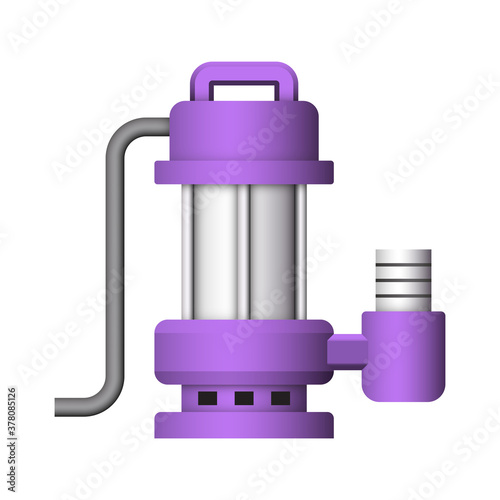 Submersible sewage pump vector icon. Also called electric submersible pump (ESP), slurry and dewatering pump. For Waste water drainage in factory and industry, sewage plant and construction area. 