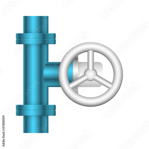 Control valve and pipe icon. Include flange fitting for connect to pipeline. Using in industry plant and factory to flow control of liquid or gas i.e. water, wastewater, oil, petrol and natural gas.