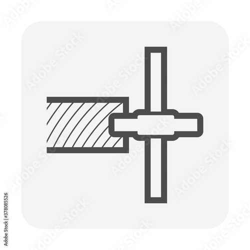 Wood floor production industry and groove joint vector icon design.