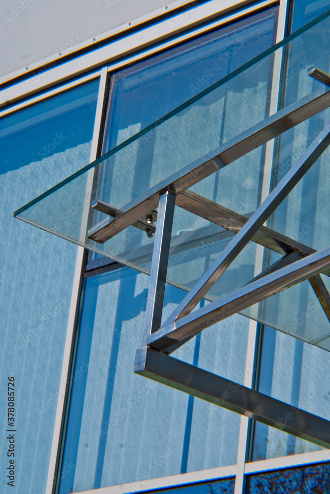 Glass and steel architectural construction Glass and steel architectural construction