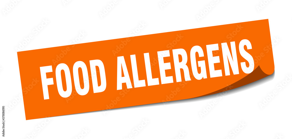 food allergens sticker. square isolated label sign. peeler food allergens sticker. square isolated label sign. peeler