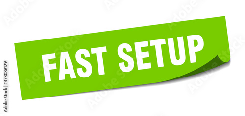 fast setup sticker. square isolated label sign. peeler