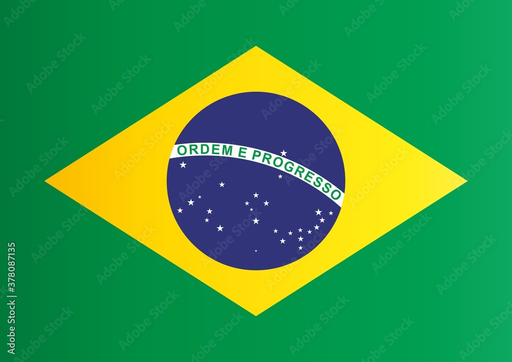 Fototapeta premium Flag of Brazil, Federative Republic of Brazil. template for award design, an official document with the flag of Brazil and other uses. Bright, colorful vector illustration